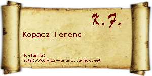 Kopacz Ferenc névjegykártya